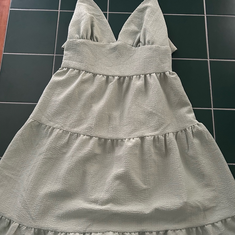 SHEIN Sage Green Tiered Dress